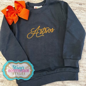 Houston Astros Sweatshirt, Baseball Sweatshirt, Houston Astros Chain Embroidered Sweatshirt, Cute Baseball Top