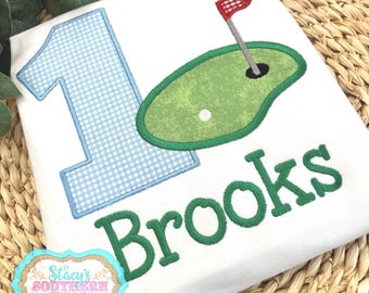 Hole In One Birthday Shirt, Golf Birthday Shirt, Let's Par-Tee, Appliqued Golf Birthday Shirt, Personalized Golf Birthday Shirt
