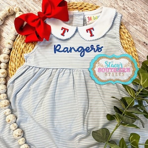 Texas Rangers Dress, Baseball Fan Dress, Texas Rangers Embroidered Dress, Sleeveless Baseball Dress
