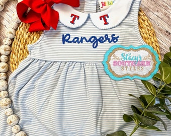 Texas Rangers Dress, Baseball Fan Dress, Texas Rangers Embroidered Dress, Sleeveless Baseball Dress