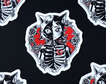 Mew Skeleton Cat Sticker