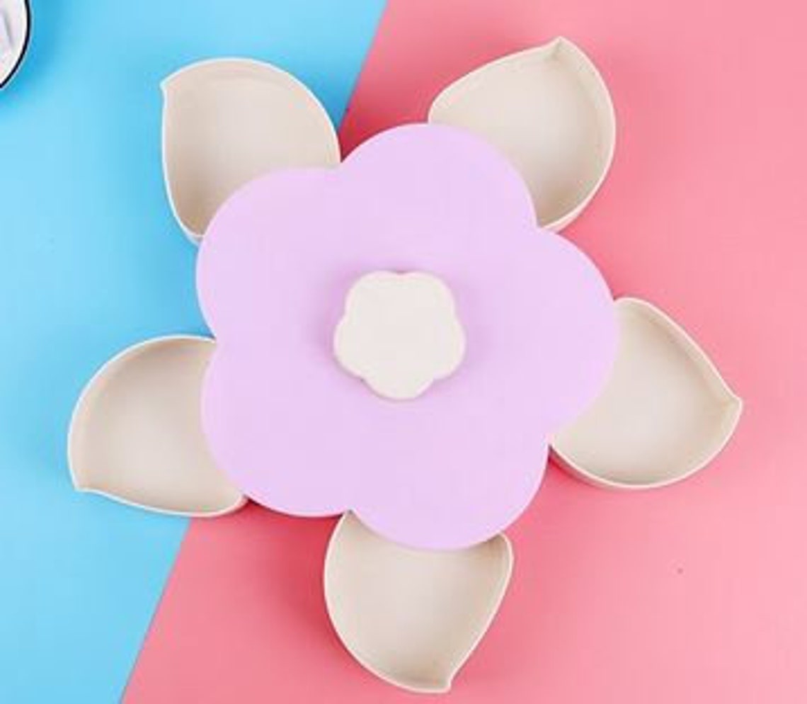 Flower snack box Plastic Fruit Dish Double Layers Snack Box Etsy