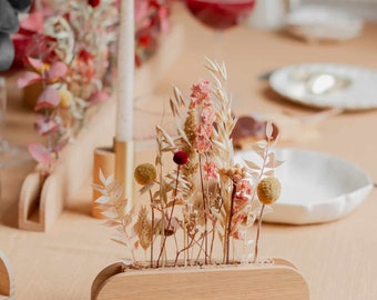 Wooden stand with dried flowers made in Normandy