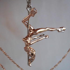 Ciondolo in argento sterling per pole dance, strip dance, ciondolo in argento, ciondolo in oro, ciondolo rotante, spogliarello, gioielli per pole dance