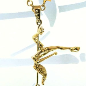 Pole dance sterling silver pendant, strip dance, silver pendant, gold pendant, rotating pendant, striptease, pole dance jewelry