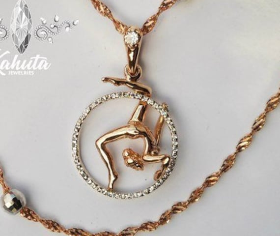 Aerial Hoop Necklace 925 Sterling Silver Aerial Hoop Jewelry acrobat Jewelry circus Necklace gymnastics Pendant pendant for Yoga Etsy