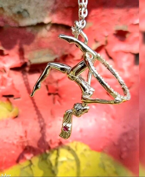 Aerial Hoop Necklace 925 Sterling Silver Aerial Ring Jewelry acrobat Jewelry circus Necklace gymnastics Pendant pendant for Yoga Etsy