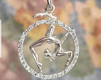 Aerial hoop pendant 925, Sterling silver, aerial hoop jewelry,acrobat jewelry,Circus Necklace,gymnastics pendant,pendant for yoga