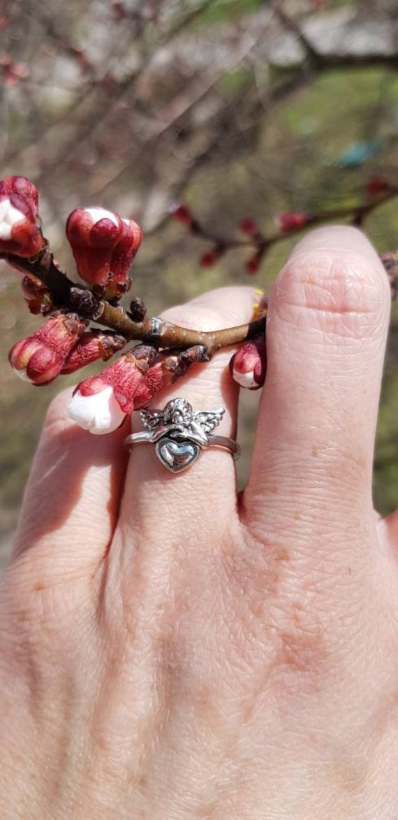 Cupid Vintage Ring,cherub 14K Yellow Gold,talisman for Lovers,baby