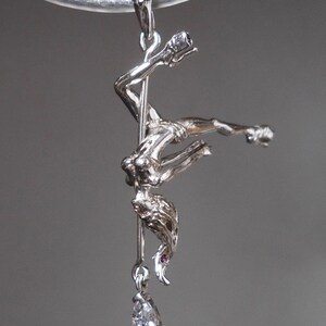 Pole dance sterling silver pendant, strip dance, silver pendant, gold pendant, rotating pendant, striptease, pole dance jewelry image 8