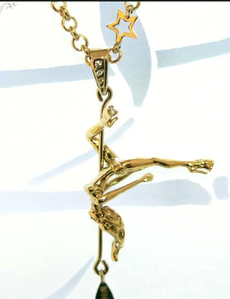 Pole dance sterling silver pendant, strip dance, silver pendant, gold pendant, rotating pendant, striptease, pole dance jewelry image 1