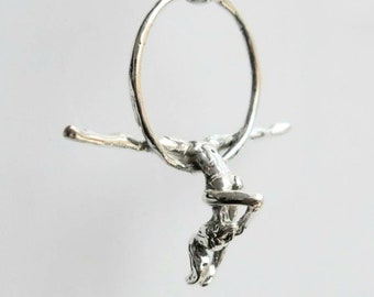 Aerial Hoop sterling silver, sport Jewelry Pendant,the best gift for an aerialist,a gift for a circus artist,Air ring acrobat