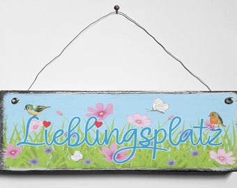 Lieblingsplatz Holzschild Deko Türschild Retro Shabby Style Handarbeit Handgemacht