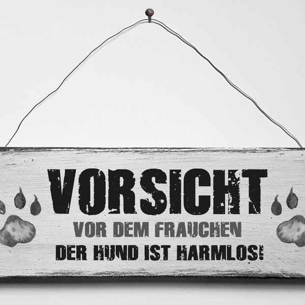 Vorsicht Frauchen Hund Deko Türschild Retro Shabby Style Handarbeit Handgemacht
