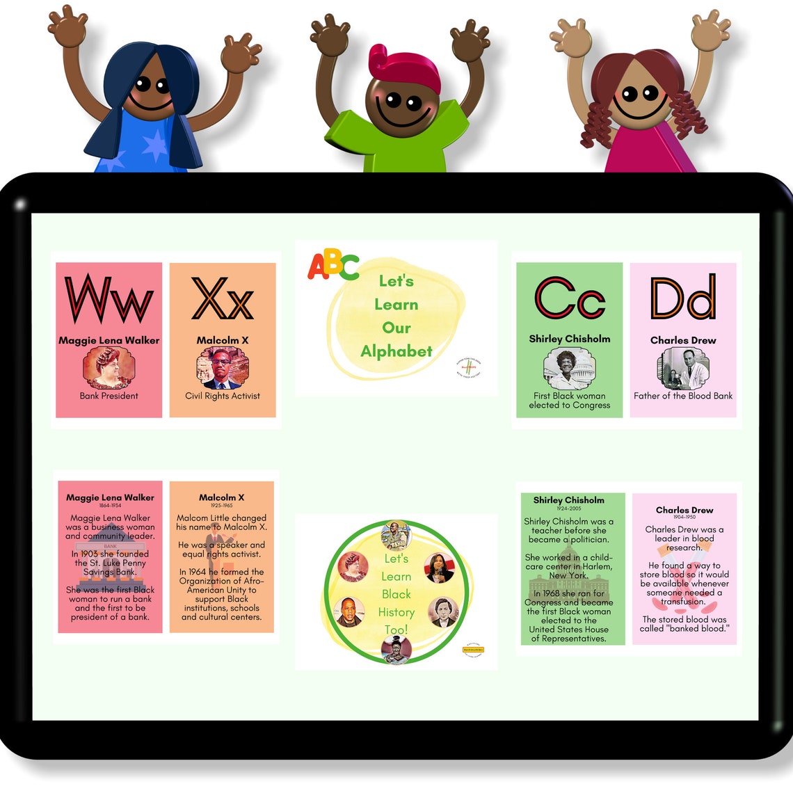 Black History Flash Cards, ABC Flash Cards, Printable Flash Cards