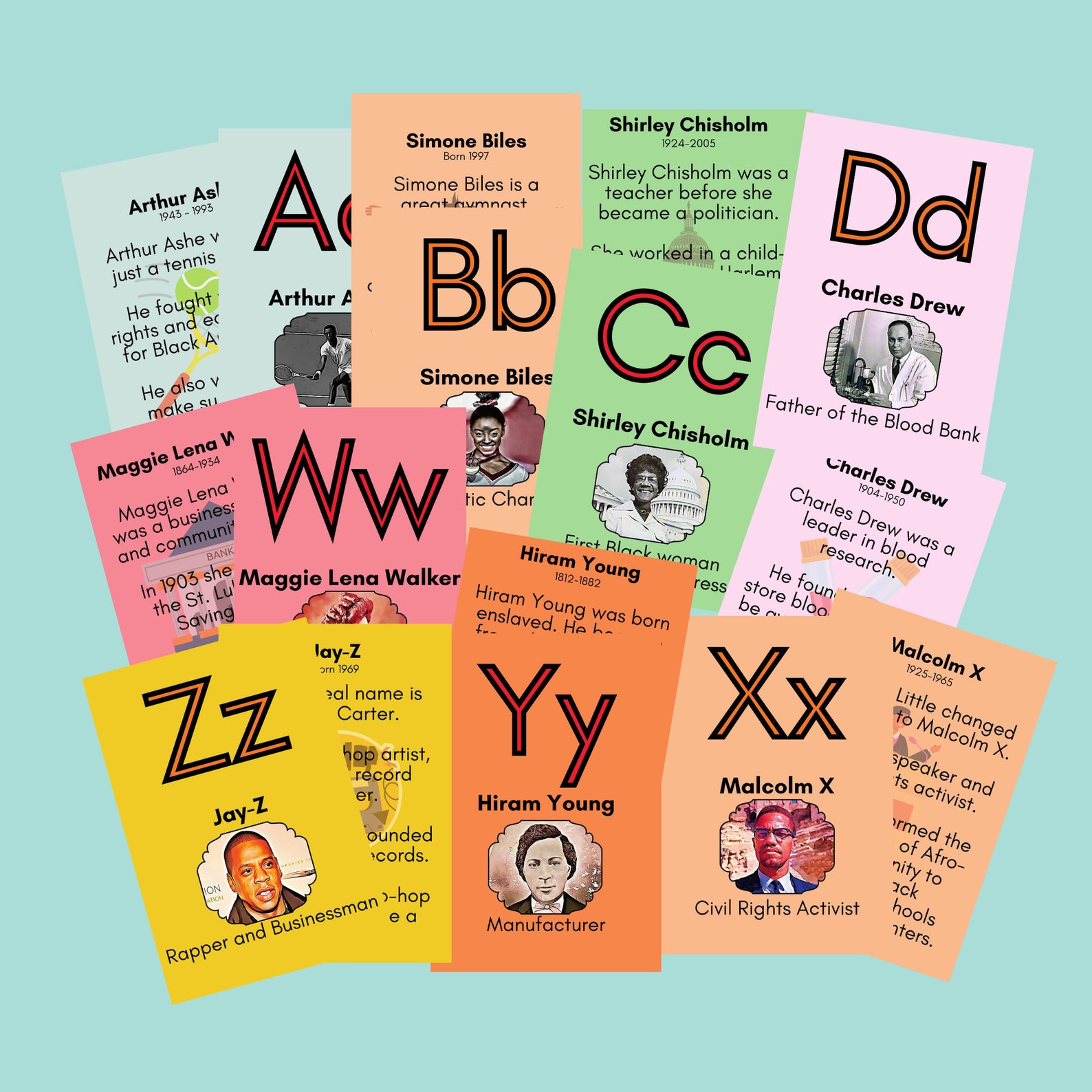 Black History Flash Cards, ABC Flash Cards, Printable Flash Cards