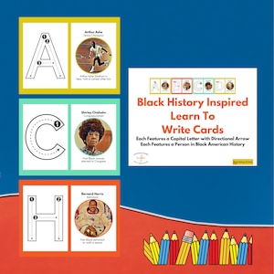 Alphabet Learn-To-Write Cards, Printable Black History Cards