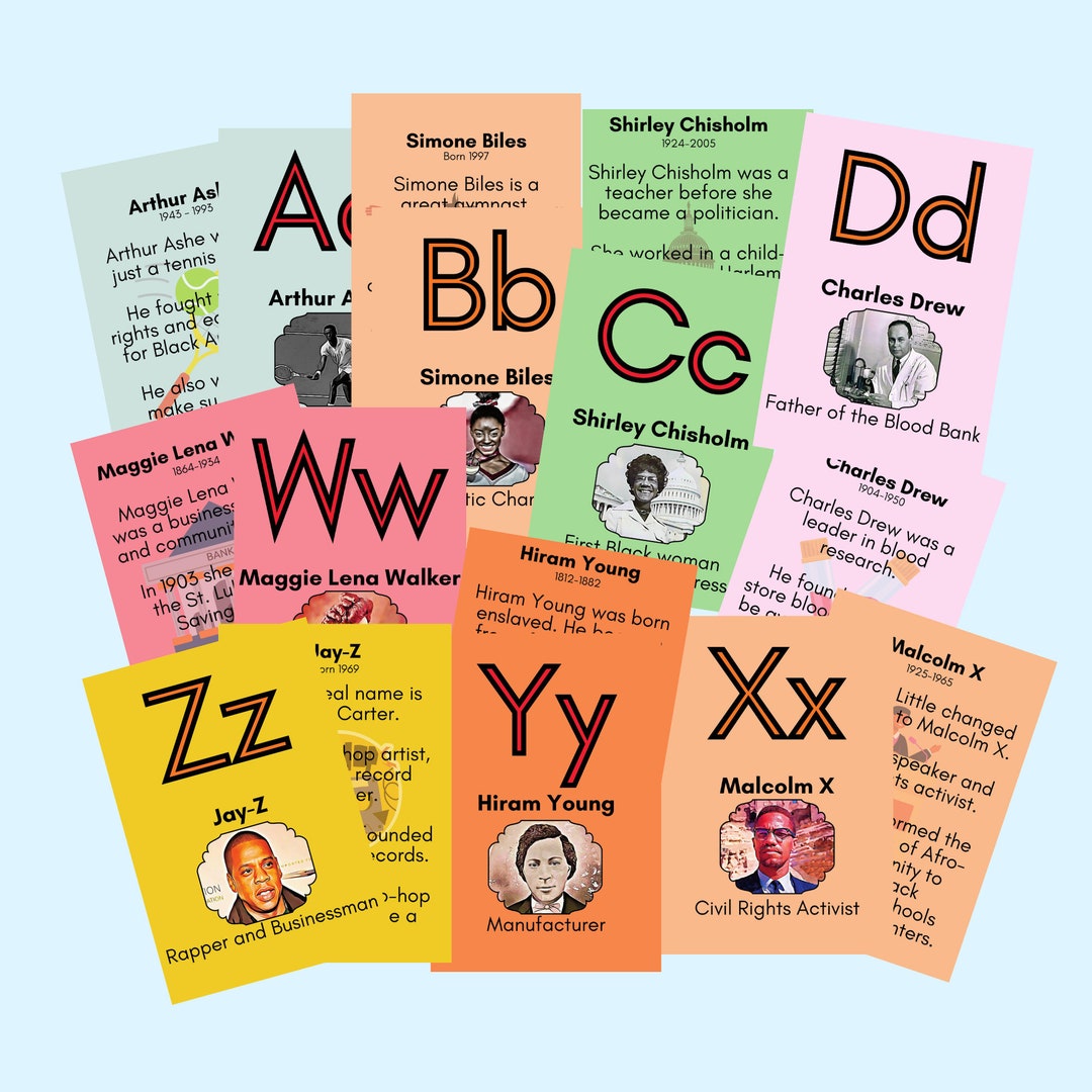 Printable ABC Flash Cards Black History Flash Cards Alphabet