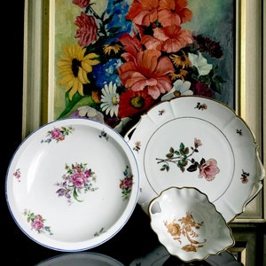 Limoges porcelain vintage floral tray bowl cake plate