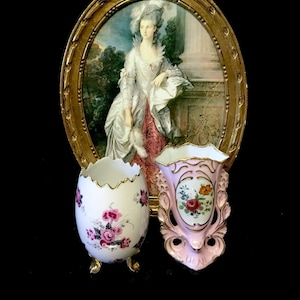 Singer Limoges France porcelain vintage floral pink vase with golden details/Limoges Unique Elté porcelain Art Deco antigo floral vase