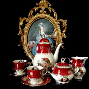 Bavaria Porcelain Zeh, Scherzer & Co vintage romantic porcelain tete-a-tete with Marie Antoinette