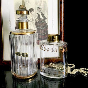 French Crystal glass  vintage bottles with gold 23 kt Décor