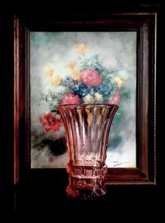 Val Saint Lambert Luxval Vase Salmon Color Art Deco Belgium Design