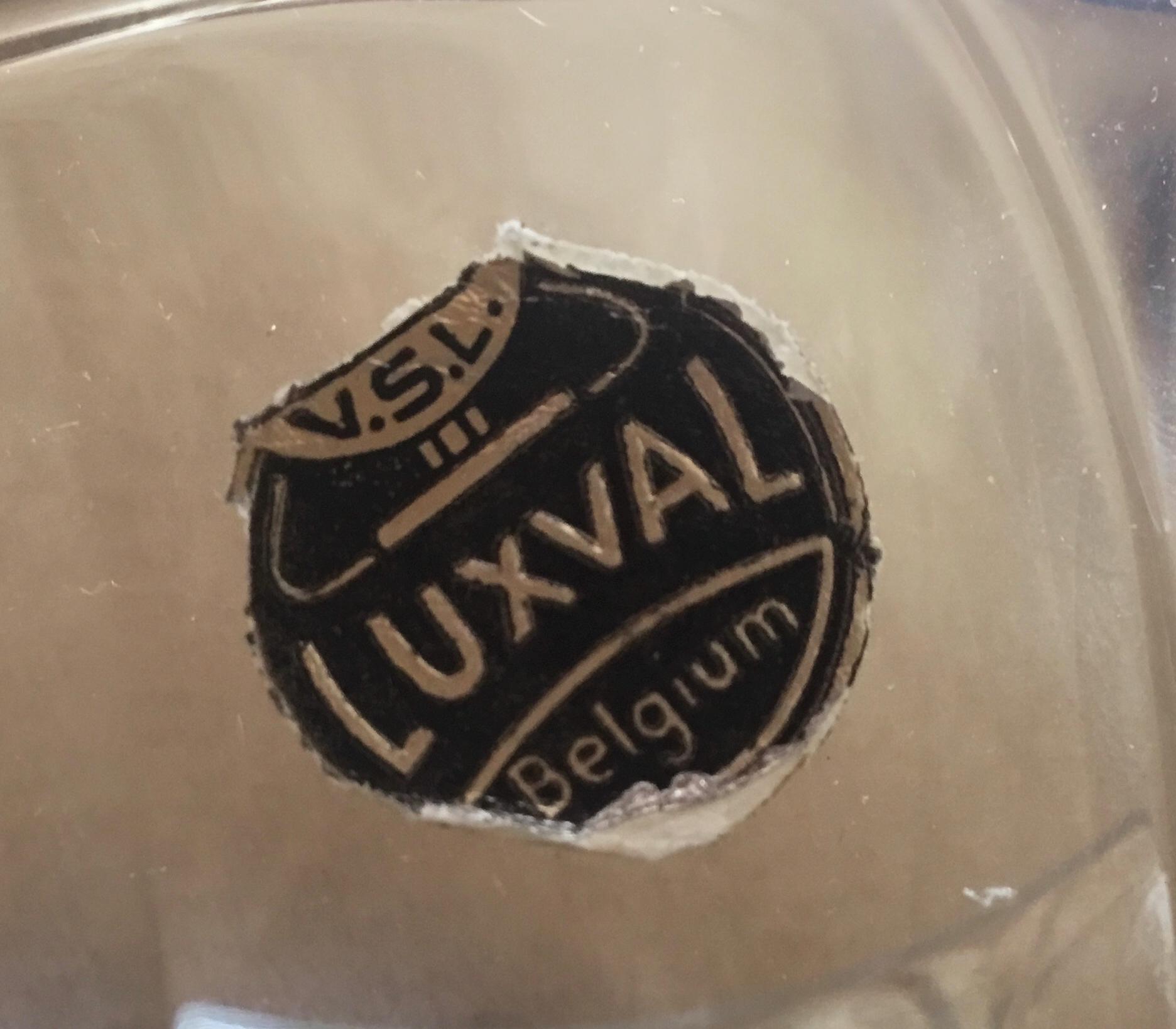 Luxval Val St Lambert クリスタル製ヴィンテージ花瓶。レリーフの曲線