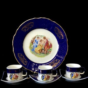 HT Haas & czjzek Bohemia porcelain vintage romantic cups
