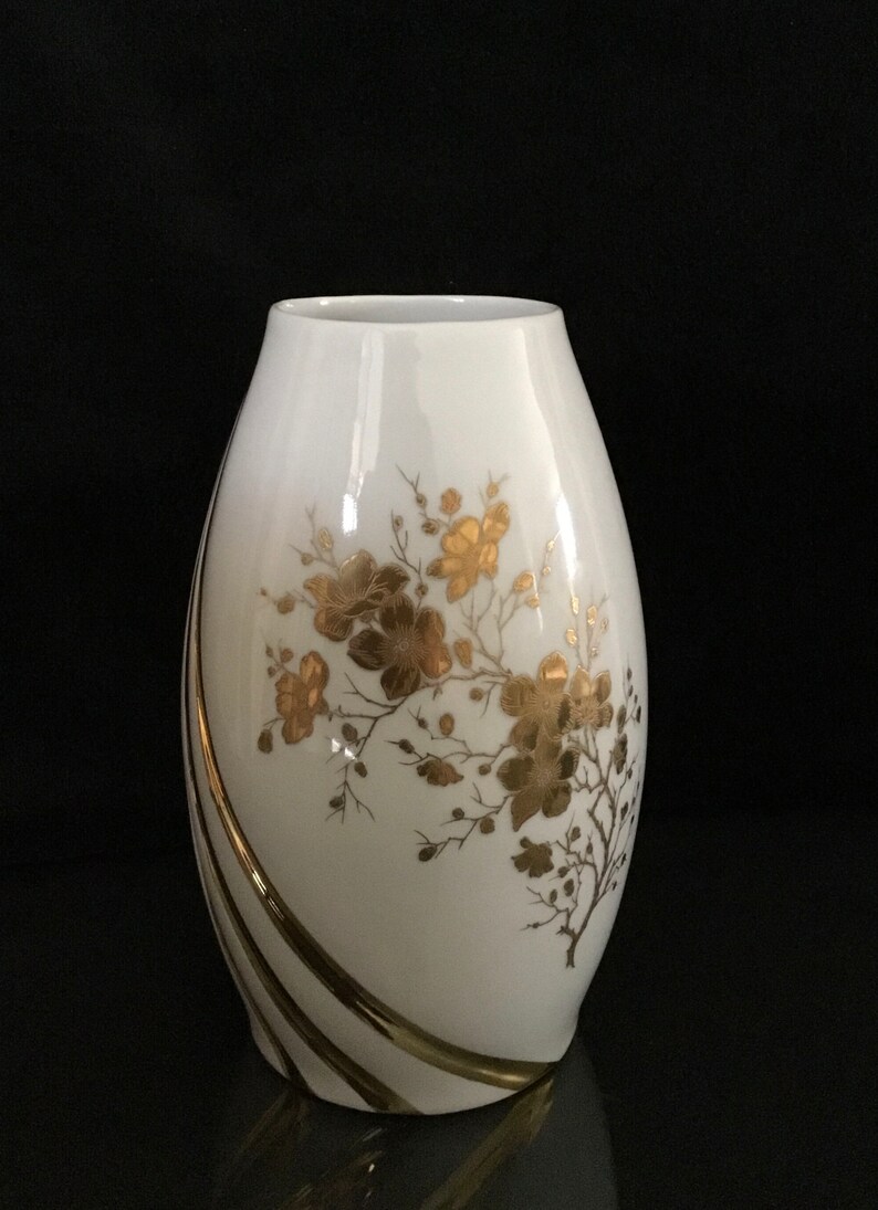 Limoges Porcelain vintage floral Vase with Swarovski. Rare Etsy
