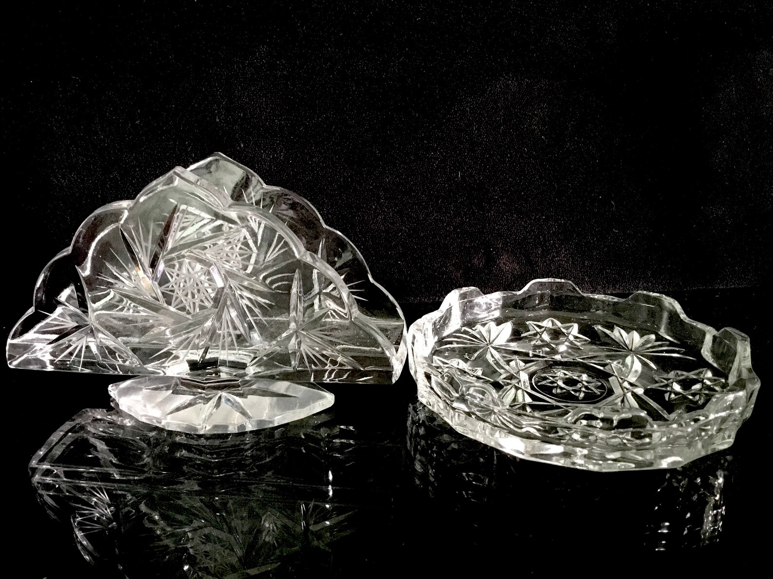 Bohemia Crystal napkin Holder and plate Etsy