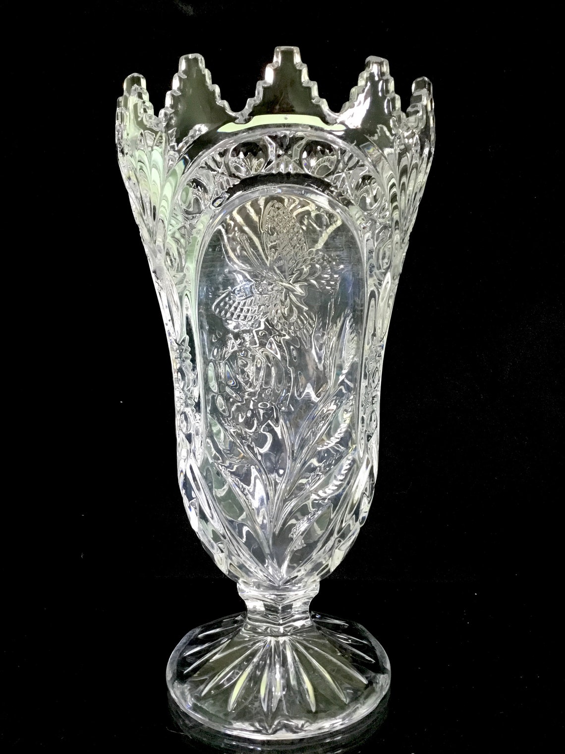 Italian Crystal Beautiful Crystal Vase With Decoration of Etsy