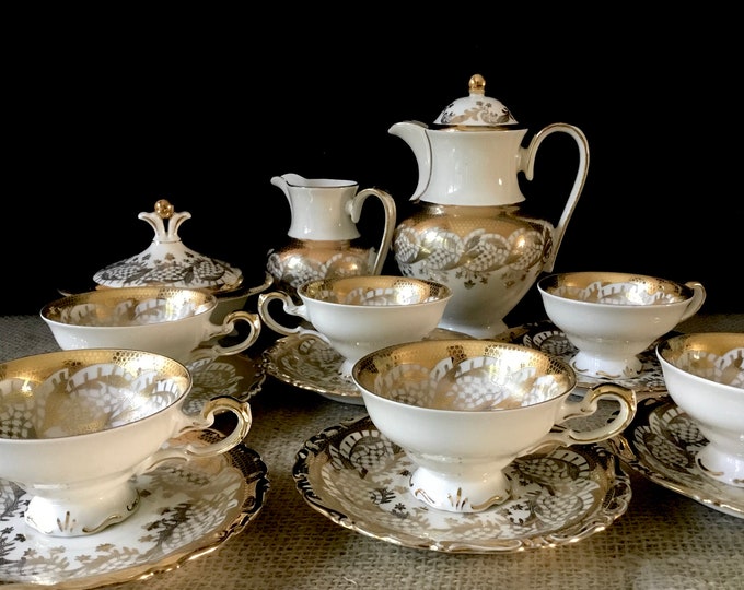 Bavaria Porcelain Alka Antique Tea Set With Golden Details. Rare - Etsy