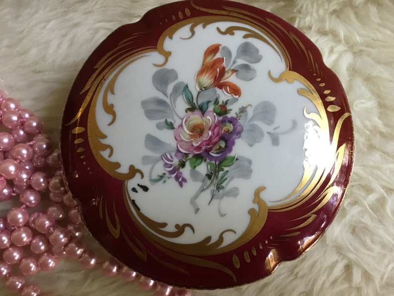 hand made limited edition Limoges Freyry antique floral jewelry box