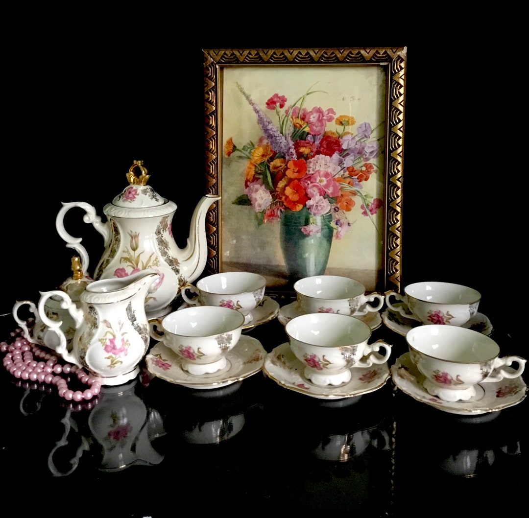 Service à thé floral antique Bavaria Waldsassen Gareis, Kühnl & Co ...