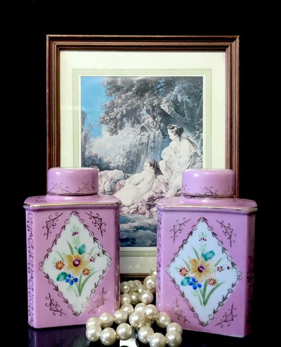 Porcelaine De Paris Antique Perfume Bottles Pink Color With