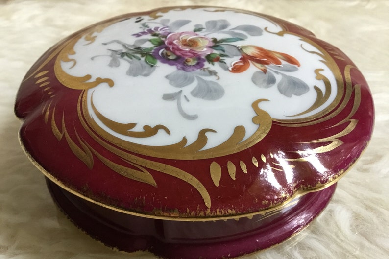 hand made limited edition Limoges Freyry antique floral jewelry box