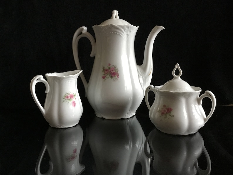 German Porcelain antique floral teapot. Rare Etsy