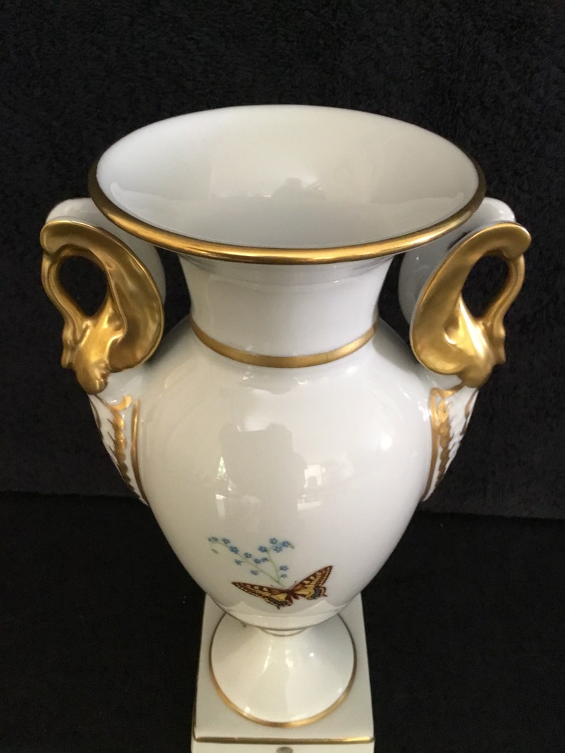 Limoges butterfly porcelain vase rare