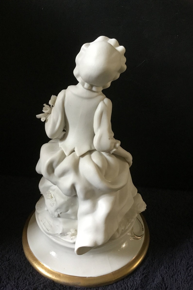 Rare Italian Porcelain Capodimonte Cesare villari figurine girl with  flowers dexis-iberica Fine Art Ceramics Art & Collectibles