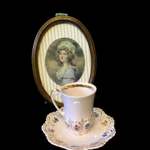 Chodov Haas e Czjzek  porcelain  floral tea cup porcelain by Haas & Czjk. Handpainted. Rare