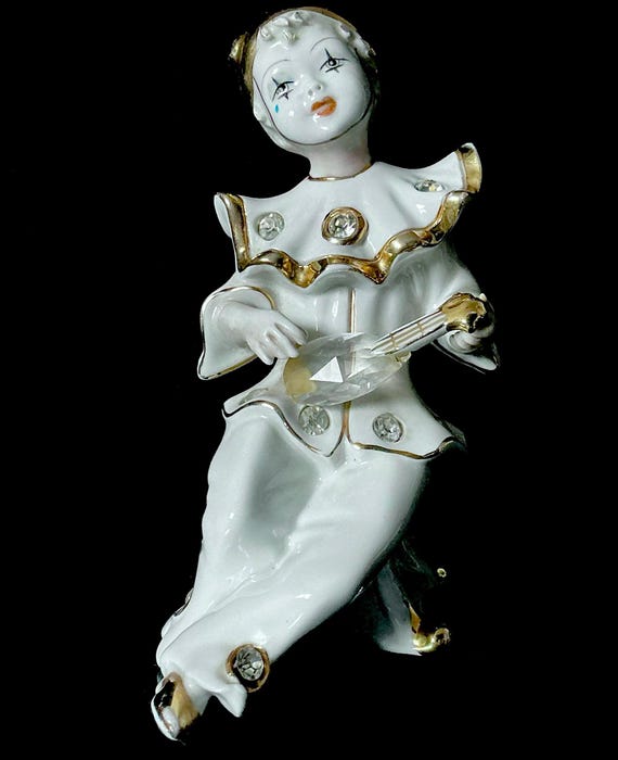 Vittorio Sabadin Capodimonte Pierrot Figurine: Vintage Italian