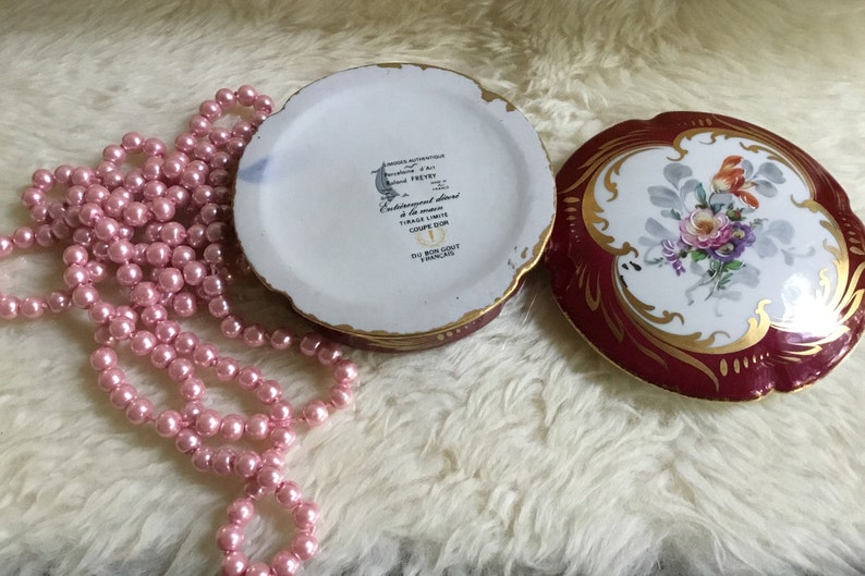 hand made limited edition Limoges Freyry antique floral jewelry box