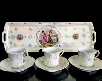 Austria Porcelain antique romantic set cups Porcelain from 1800. Rare