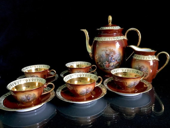 Búho Evaluación Juicio Porcelana alemana Bavaria juego de té antiguo glória Rembrandt - Etsy España