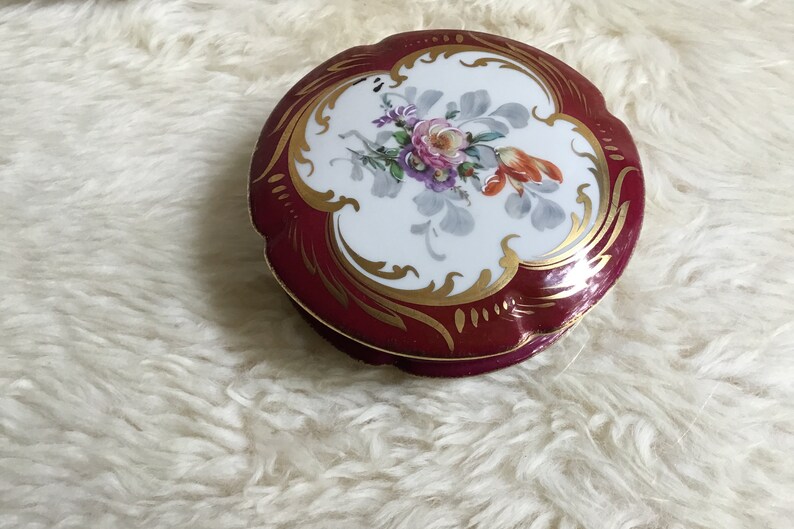 hand made limited edition Limoges Freyry antique floral jewelry box