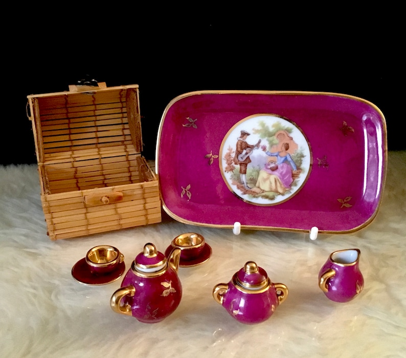 Limoges Porcelain Miniature Romantic Tea Set Etsy