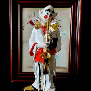 sabadin-vittorio　イタリア製　高級セラミック　ピエロオブジェ Vittorio Sabadin Capodimonte Sculpture Clown Porcelain With