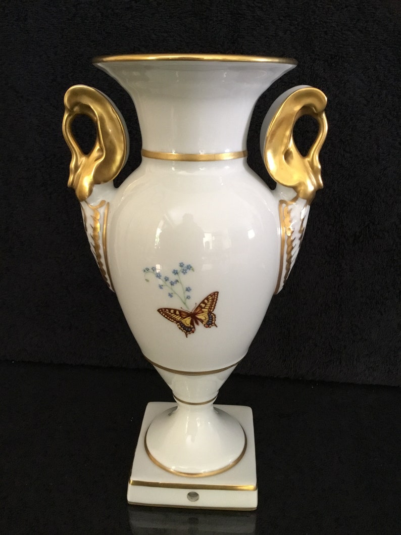 Limoges butterfly porcelain vase rare