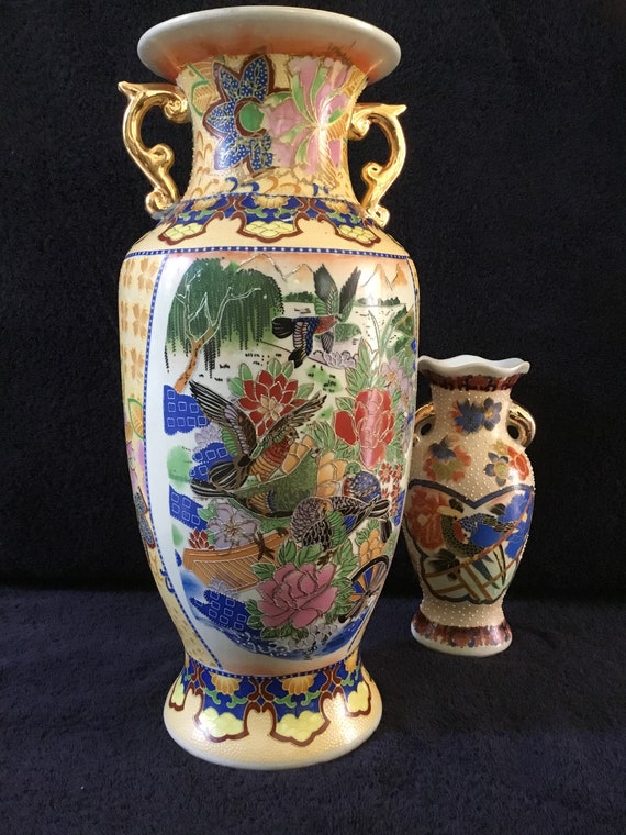Chinese Porcelain Satsuma Porcelain Hand Painted Vase Antique Etsy